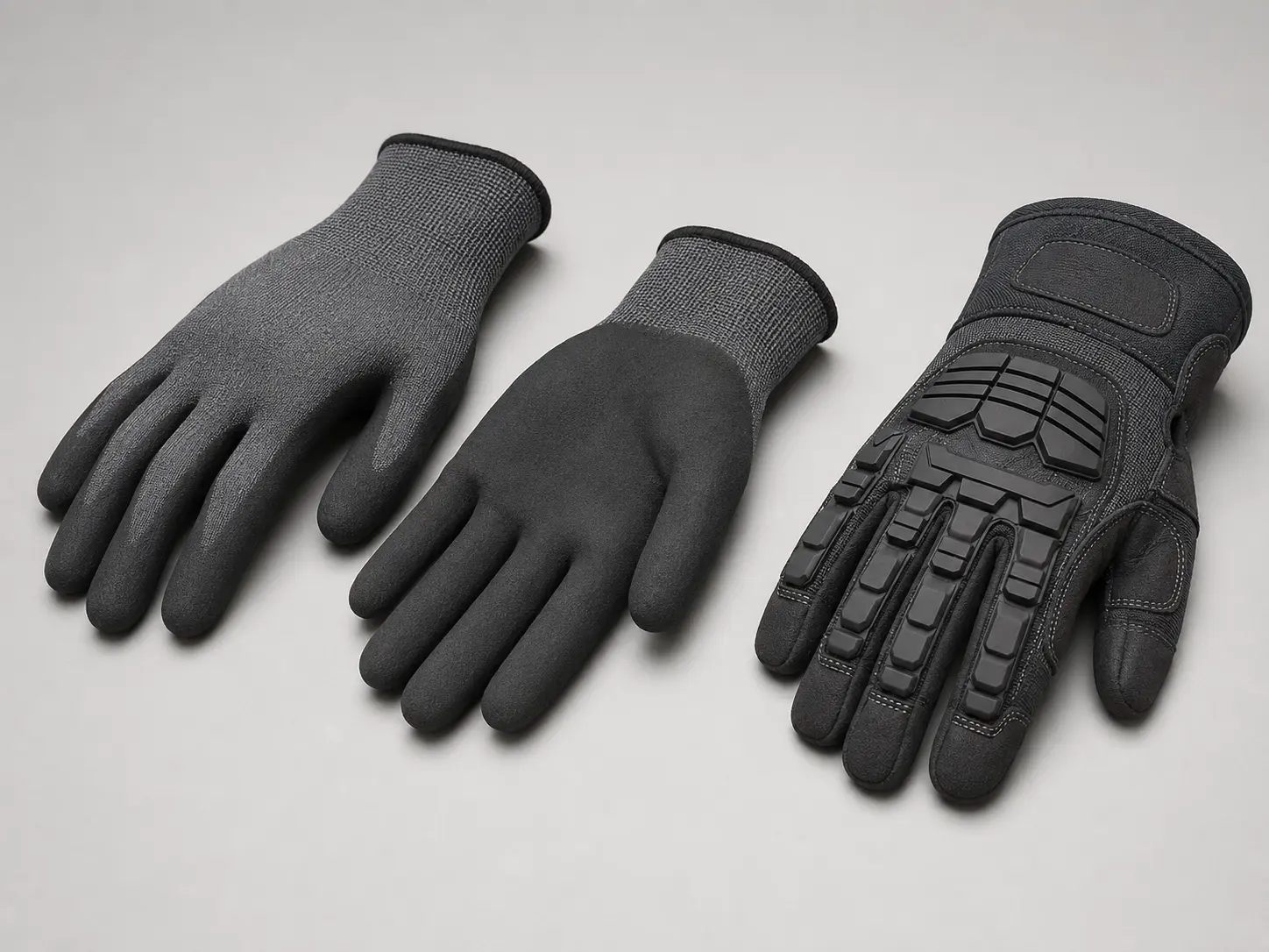 Industrial coated and impact-resistant work gloves